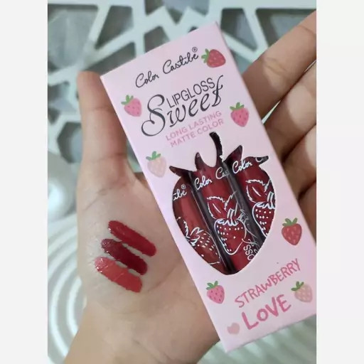رژ توت فرنگی پک ۳ عددی